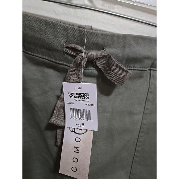 Como Vintage Women’s M Double Pocket Tie Front Cotton Shorts Cuffed Green - Picture 3 of 13